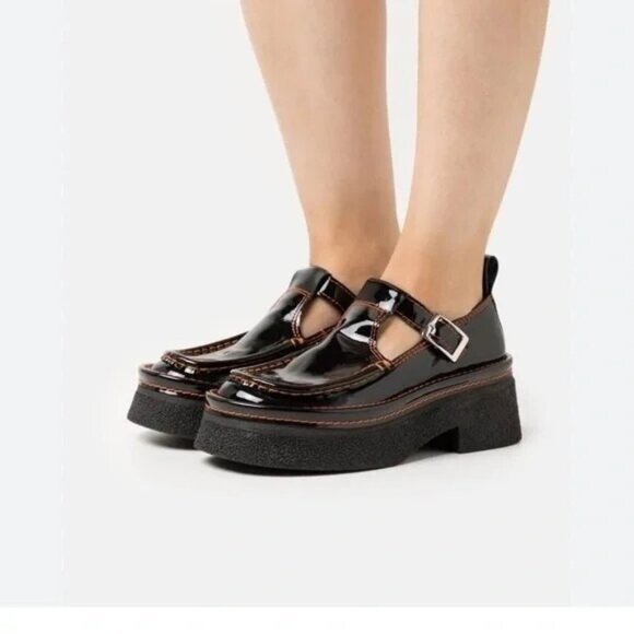 Miista Shoes - E8 By Miista Cathy Platform Brogues Mary Jane Size 39 NEW Black Patent Leather